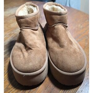 Women's Booties Mudd Cherry Platform Mini‎ Shortie Boots Brown Size 8
